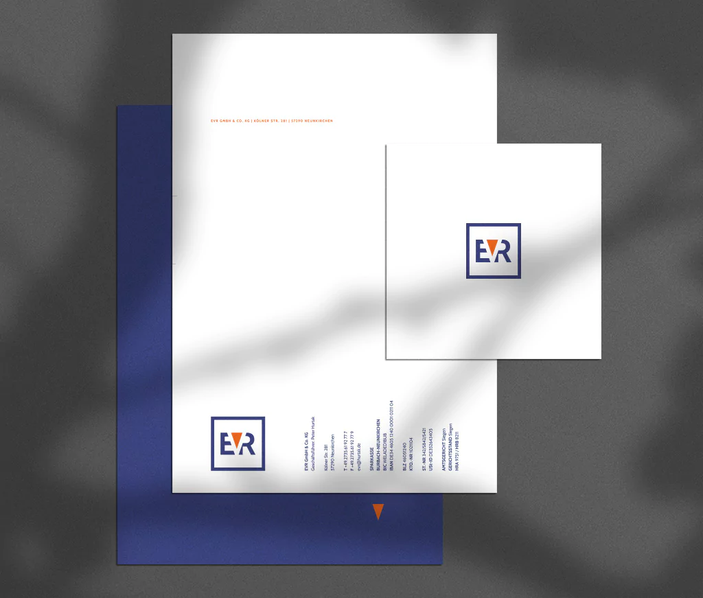 Ansicht EVR Logo und Briefbogen