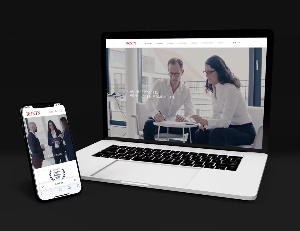 Ansicht der ROXIN Website