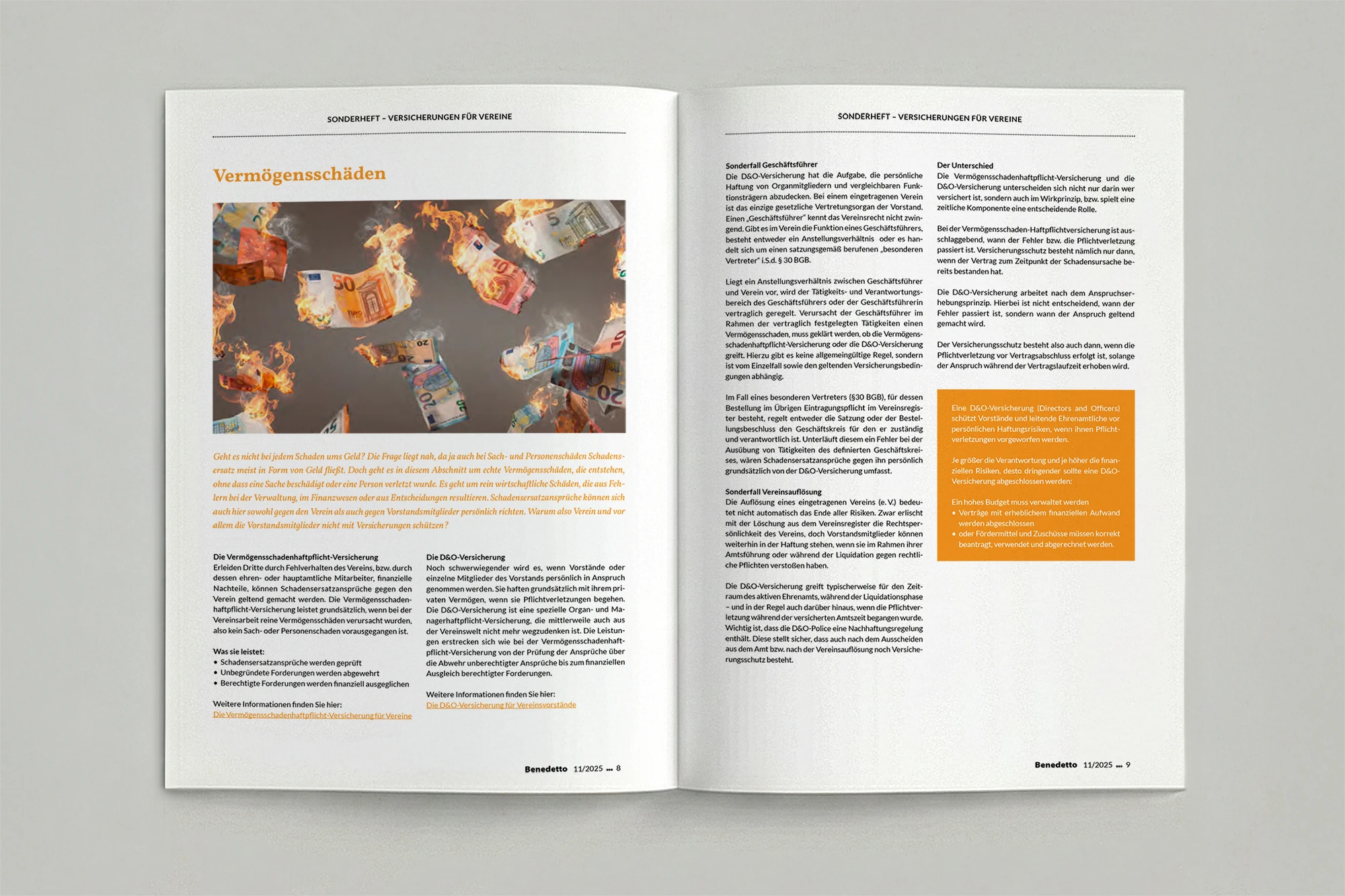 Mockup von aufgeschlagenem Benedetto Vereinsmagazin